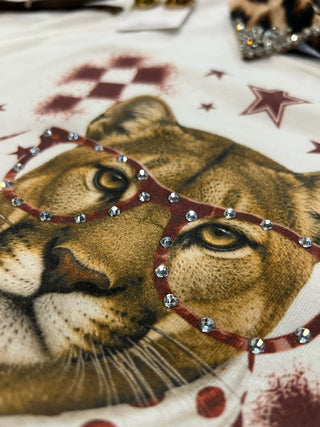 Red Cougar Game Day Distressed Terry Cloth Crop Tee