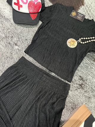 Crinkle Plisse Short Sleeve Set