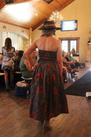 Brown Floral Print Midi Dress