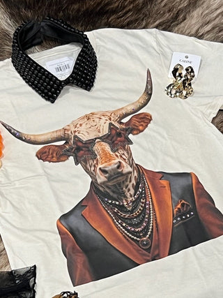 Orange Game Day Bull Rhinestone Graphic Tee