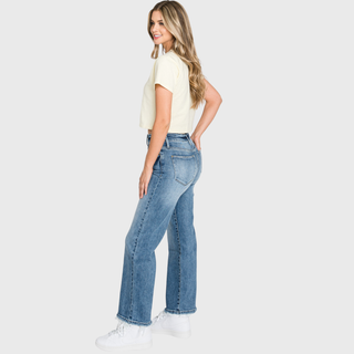 HIGH RISE STRETCH SLIM STRAIGHT JEANS