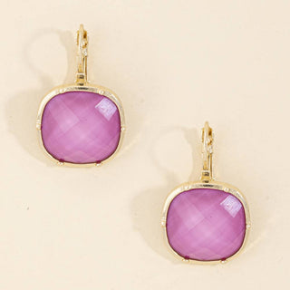 Faceted Cushion Stone Leverback Drop Earrings