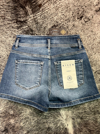 Tummy Control High Rise Bow Detailed Denim Shorts