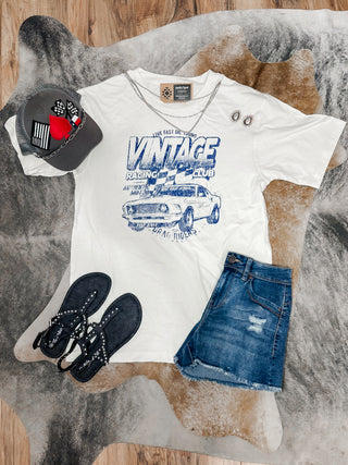 White Vintage Racing Club Graphic Tee