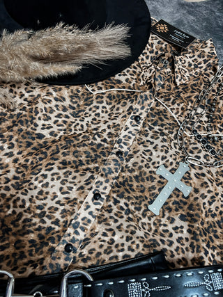 Leopard Sheer Button Down