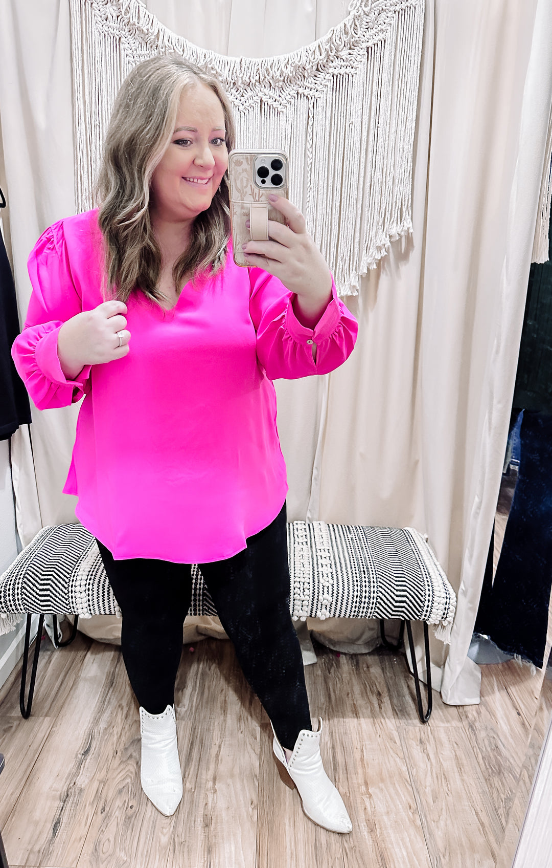 Hot Pink Leah Long Sleeve Top