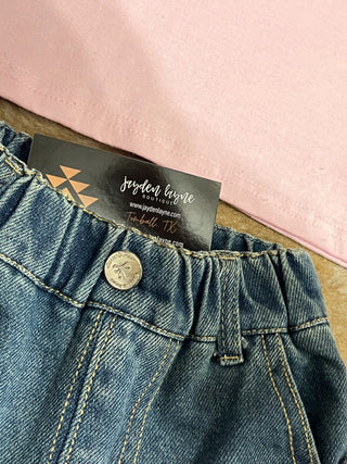 Girls Bow Stretch Wide-Leg Jean