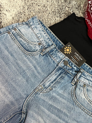 Hidden Jeans High Rise Longline Denim Shorts