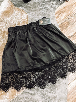 Black Lace Skort Extender with Built-In Shorts Liner