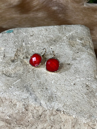 Faceted cushion cut stone leverback drop earrings, photo 1