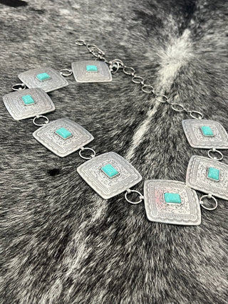 Turquoise Concho Chain Belt