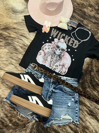 Wicked Skeleton Blingy Rhinestone Graphic Tee