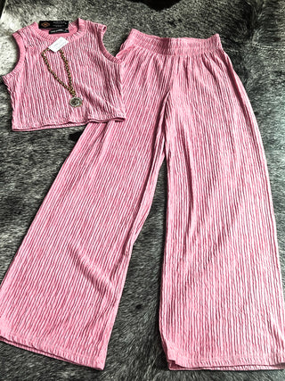 Crinkled Plisse Set - Strawberry Milkshake