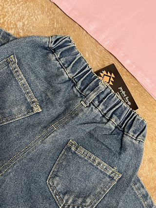 Girls Bow Stretch Wide-Leg Jean