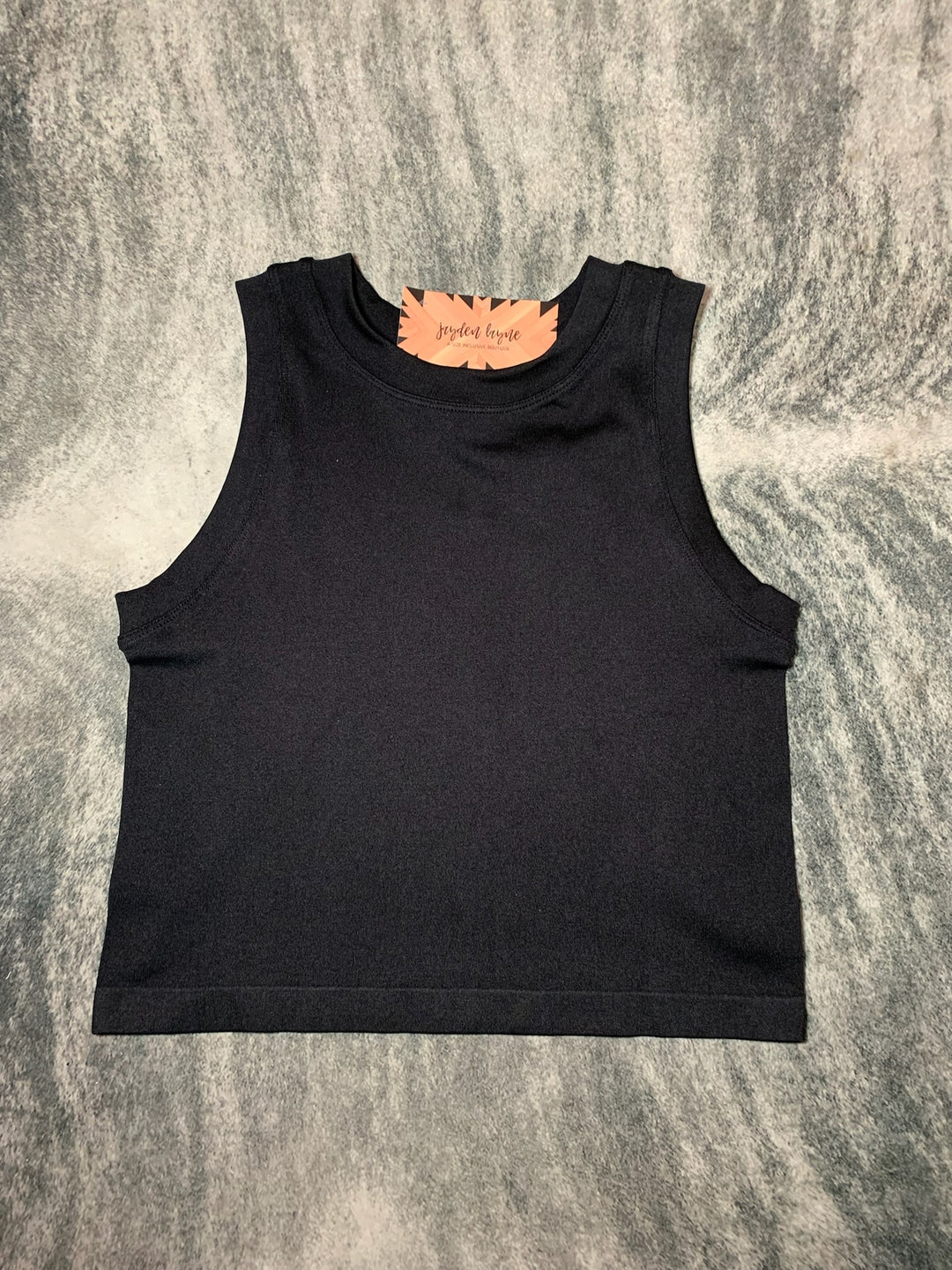 Black Thick Banded Crop Tank Top