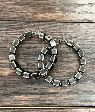 Square Navajo Bead Hoop Earrings