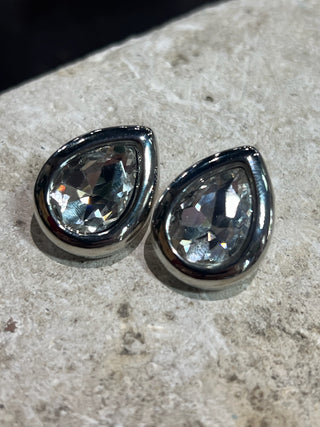 Large Teardrop Crystal Stud Earrings