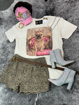 Rhinestone Royal French Bulldog Portrait Graphic Tee