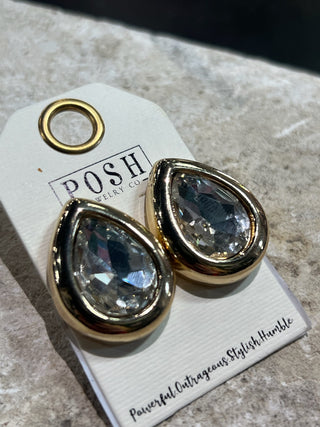 Large Teardrop Crystal Stud Earrings