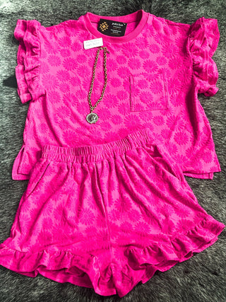 floral textures ruffle short set - multiple colors boutique western clothing women stylish outfit jayden layne