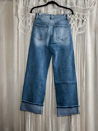 Jordan Mid-Rise Wide Cuff Straight Leg Jeans