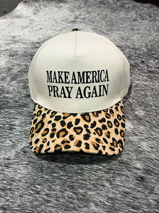 Make America Pray Again Hat | Camo & Leopard Two-Tone Bill Cap