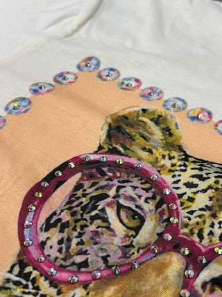 Rhinestone Fancy Leopard Graphic Tee