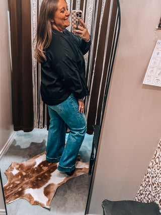 Plus Size Black 3/4 Sleeve Blouse
