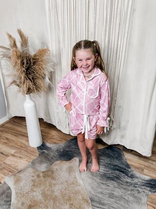 Girls Bow Lapel Pajamas