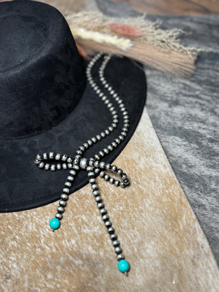 Large bow Navajo drop necklace