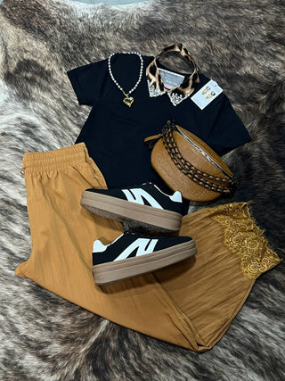 Boho Lace Trim Barrel Balloon Pants