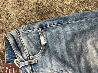 Risen Mid Rise Crop Straight With Tailored Cuffed Jeans