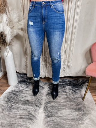 High rise vintage washed skinny jeans - Jayden Layne