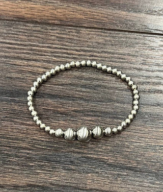 Handmade Silver Navajo Bead Stretch Bracelet
