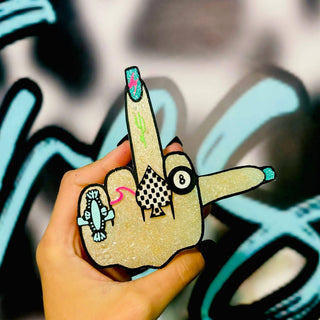 Hand painted punchy middle finger car freshie