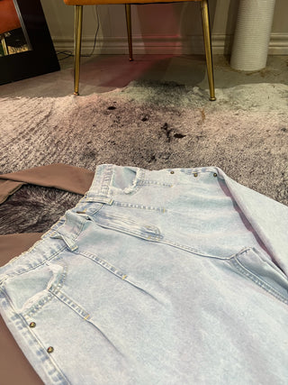 Studded Side Detail Split Leg Frayed Wide Leg Jeans