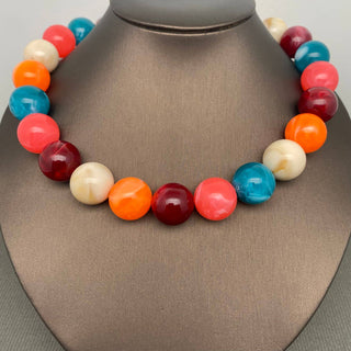 Colored Resin Beads 18K Gold Plated SS Necklace
