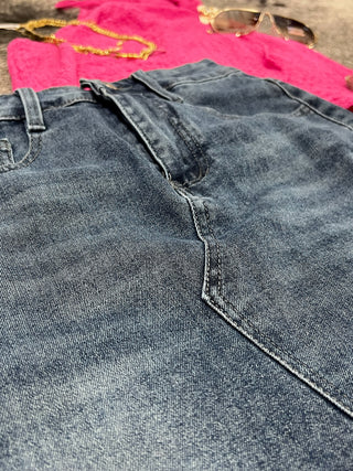 Lucky & Blessed Frayed Hem Denim Skirt