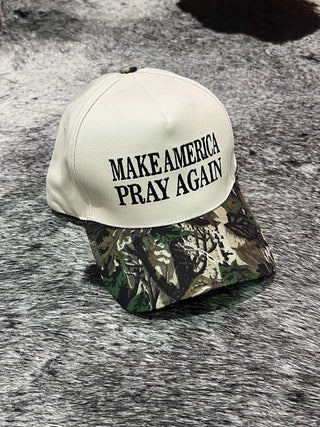 Make America Pray Again Hat | Camo & Leopard Two-Tone Bill Cap