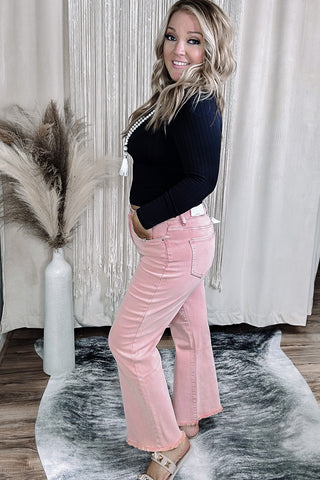 Shiloh Acid Wash Rose Boot Cut Pants - Jayden Layne