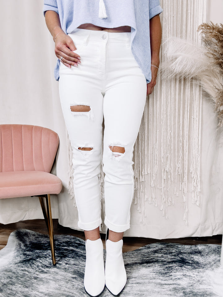 Chelsea White Denim Boyfriend Jeans