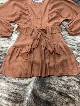 Ruffle Tiered Mini Dress - Caramel