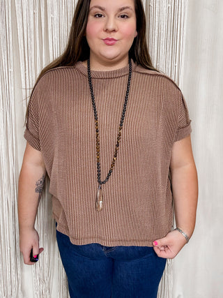 Raised Ribbed Cuff Sleeve Top
