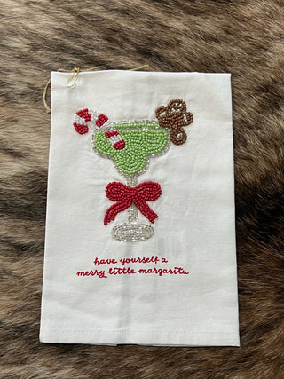 Margarita Christmas Beaded Towel