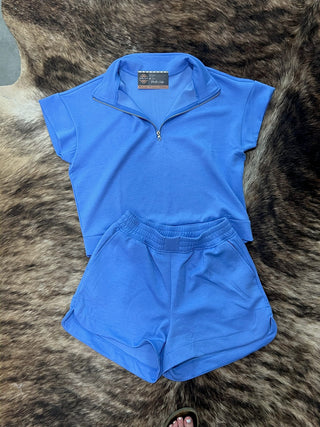 Scuba High Neck Half Zip Top & Dolphin Shorts Set