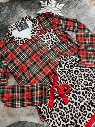 Leopard & Red Ruffle Pj Set