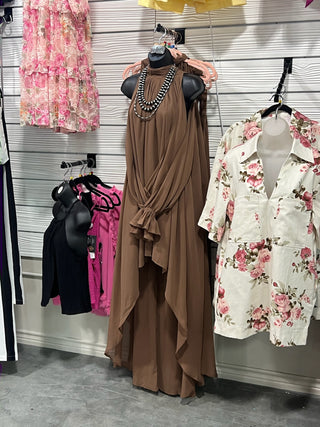 High-Low Halter Maxi Dress