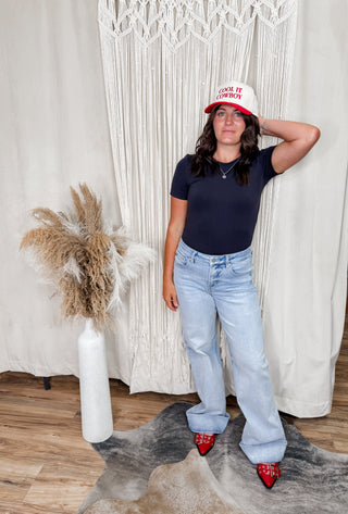 Tummy Control Wide Cuffed Jeans
