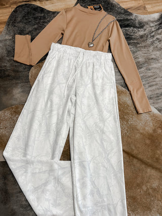 White camo sweat pants
