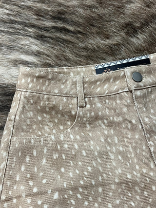 Fawn Print High Rise Five-Pocket Mini Skort